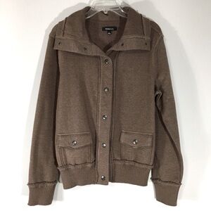 Relativity Mocha Mousse Fleece Snap Up Bomber Jacket‎ Size L